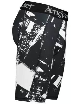 Männersport -Leggings über den Knien der Prämie ALTISPORT VOJ/ALM079LEG02 SCHWARZ UND WEIß