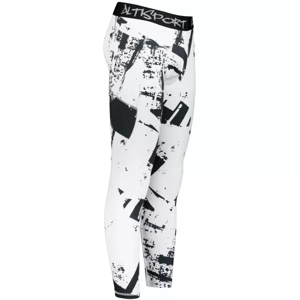  Herrensport -Leggings langer Prämie ALTISPORT VOJ/ALM079LEG01 WEIß -UND -SCHWARZ 