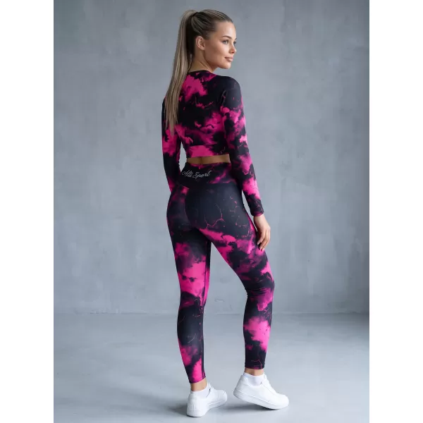  Lange Leggings für Frauen Premium ALTISPORT VOJ/ALW066LEG01 SCHWARZ -PINK 