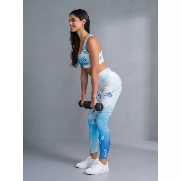  Lange Leggings für Frauen Premium ALTISPORT VOJ/ALW083LEG01 WEIß -BLAU 