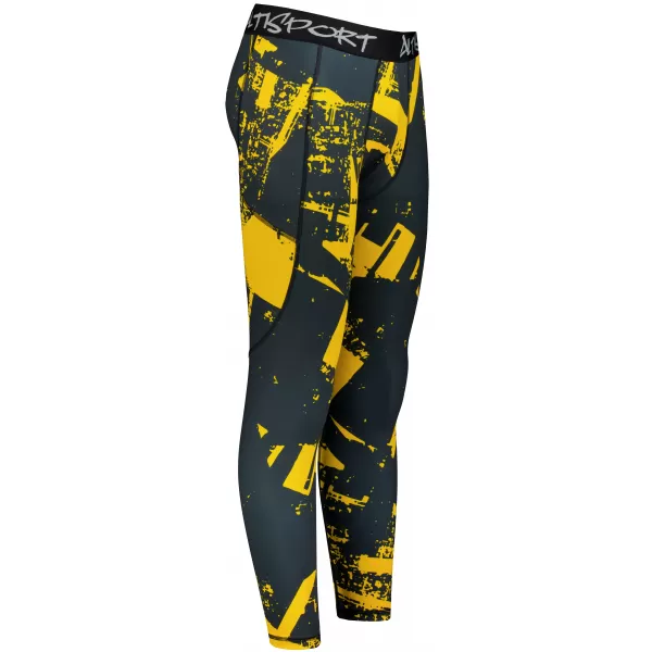  Herrensport -Leggings langer Prämie ALTISPORT VOJ/ALM079LEG01 SCHWARZ -AUSGELB 