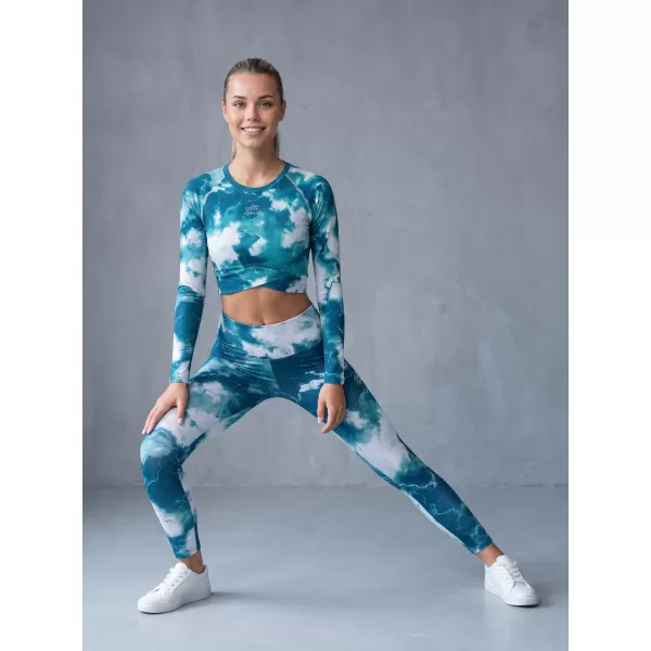  Lange Leggings für Frauen Premium ALTISPORT VOJ/ALW066LEG01 GRÜN -BLUE 