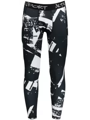 Herrensport -Leggings langer Prämie ALTISPORT VOJ/ALM079LEG01 SCHWARZ UND WEIß