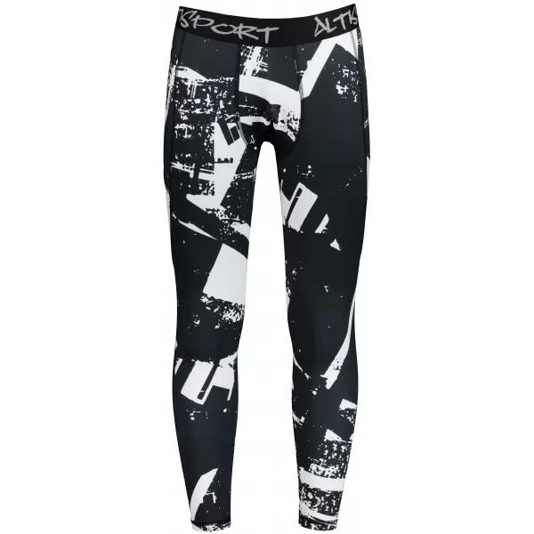  Herrensport -Leggings langer Prämie ALTISPORT VOJ/ALM079LEG01 SCHWARZ UND WEIß 