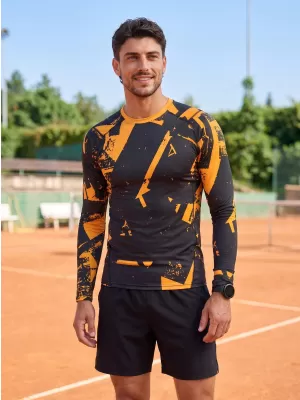 Funktionelle Kompression t -Shirt von Männern mit langarmiger Prämie ALTISPORT VOJ/ALM079TR03 SCHWARZ -AUSGELB