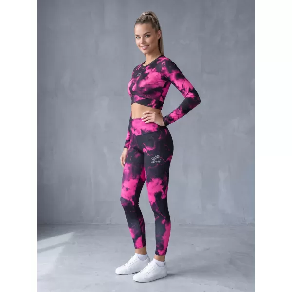  Funktionaler Ernteoberteil der Frauen mit langen Ärmeln Premium ALTISPORT VOJ/ALW066TR04 SCHWARZ -PINK 