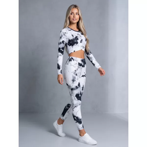  Funktionaler Ernteoberteil der Frauen mit langen Ärmeln Premium ALTISPORT VOJ/ALW066TR04 WEIß -UND -SCHWARZ 