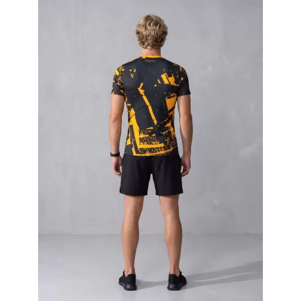  Funktionelle Komprimierung t -Shirt von Männern mit kurzer Ärmelnprämie ALTISPORT VOJ/ALM079TR04 SCHWARZ -AUSGELB 