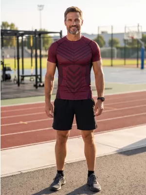 Funktionelle Komprimierung t -Shirt von Männern mit kurzer Ärmelnprämie ALTISPORT VOJ/ALM095TR04 WEINRÖTET