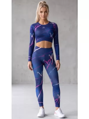 Funktionaler Ernteoberteil der Frauen mit langen Ärmeln Premium ALTISPORT VOJ/ALW082TR04 DUNKELBLAU