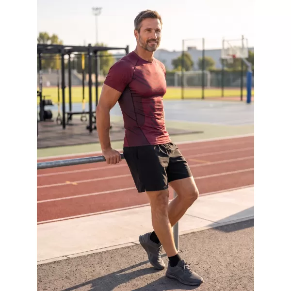  Funktionelle Komprimierung t -Shirt von Männern mit kurzer Ärmelnprämie ALTISPORT VOJ/ALM095TR04 WEINRÖTET 