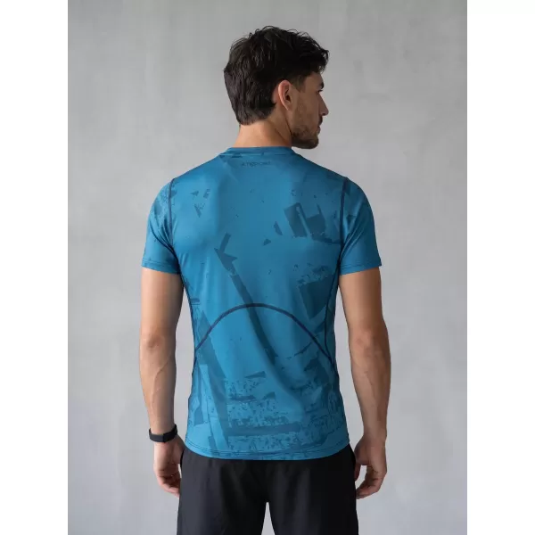  Funktionelle Komprimierung t -Shirt von Männern mit kurzer Ärmelnprämie ALTISPORT VOJ/ALM079TR04 BLAU 