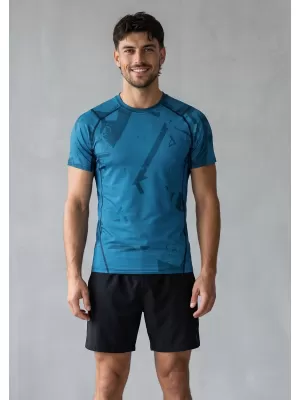 Funktionelle Komprimierung t -Shirt von Männern mit kurzer Ärmelnprämie ALTISPORT VOJ/ALM079TR04 BLAU