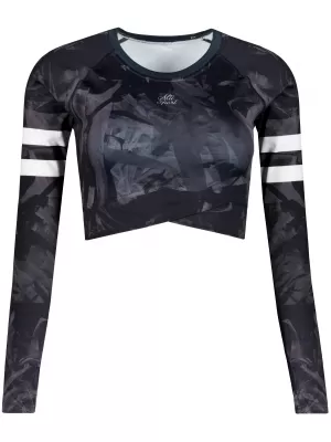 Funktionaler Ernteoberteil der Frauen mit langen Ärmeln Premium ALTISPORT VOJ/ALW096TR04 SCHWARZ