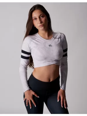 Funktionaler Ernteoberteil der Frauen mit langen Ärmeln Premium ALTISPORT VOJ/ALW096TR04 WEIß