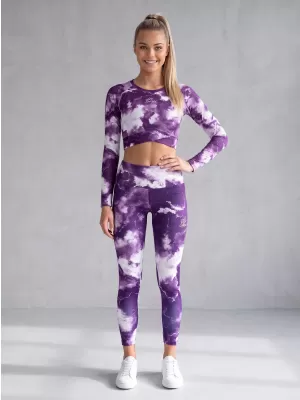Funktionaler Ernteoberteil der Frauen mit langen Ärmeln Premium ALTISPORT VOJ/ALW066TR04 WEIß -VIOLETT
