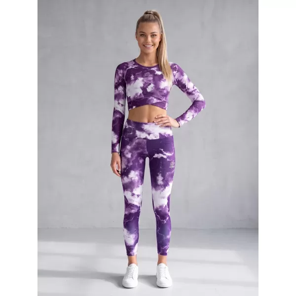  Funktionaler Ernteoberteil der Frauen mit langen Ärmeln Premium ALTISPORT VOJ/ALW066TR04 WEIß -VIOLETT 