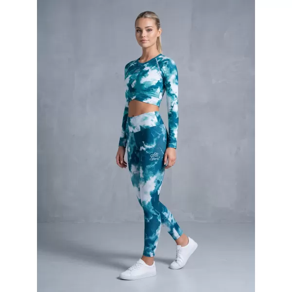  Funktionaler Ernteoberteil der Frauen mit langen Ärmeln Premium ALTISPORT VOJ/ALW066TR04 GRÜN -BLUE 