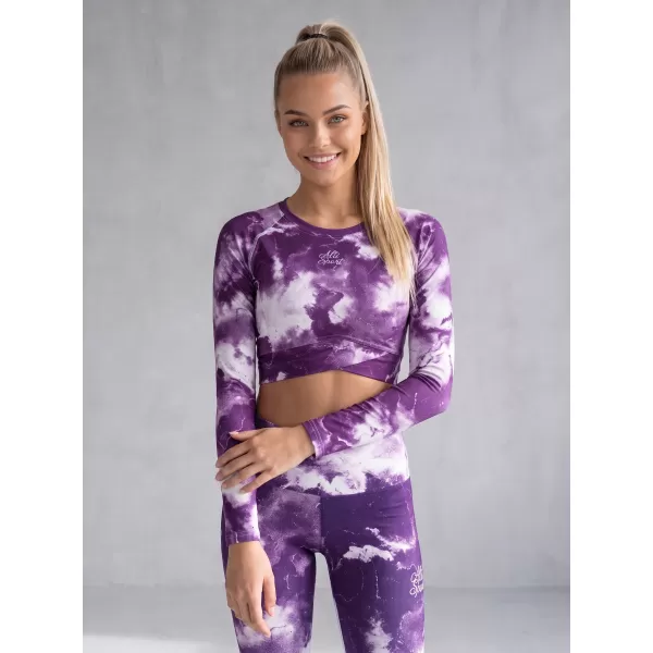  Funktionaler Ernteoberteil der Frauen mit langen Ärmeln Premium ALTISPORT VOJ/ALW066TR04 WEIß -VIOLETT 