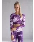 Funktionaler Ernteoberteil der Frauen mit langen Ärmeln Premium ALTISPORT VOJ/ALW066TR04 WEIß -VIOLETT