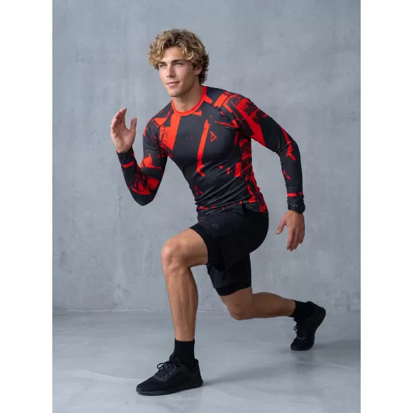  Funktionelle Kompression t -Shirt von Männern mit langarmiger Prämie ALTISPORT VOJ/ALM079TR03 SCHWARZ -RED 