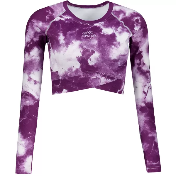  Funktionaler Ernteoberteil der Frauen mit langen Ärmeln Premium ALTISPORT VOJ/ALW066TR04 WEIß -VIOLETT 