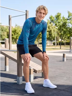 Funktionelle Kompression t -Shirt von Männern mit langarmiger Prämie ALTISPORT VOJ/ALM079TR03 BLAU
