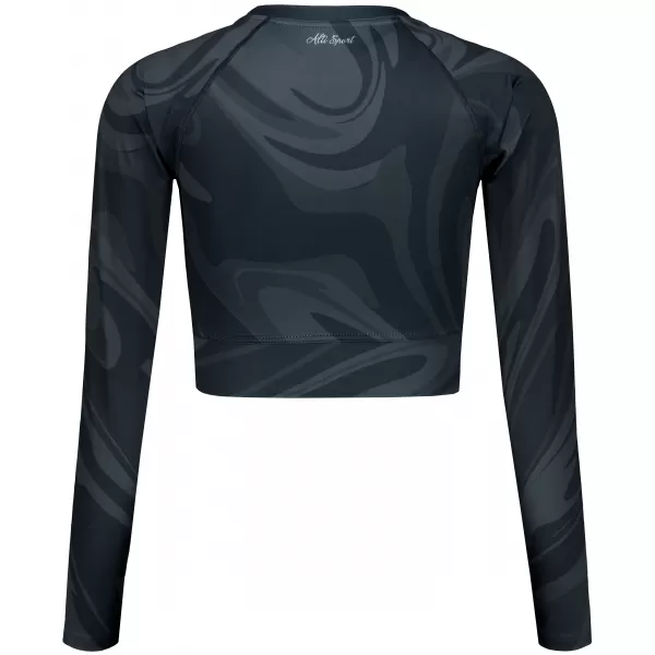  Funktionaler Ernteoberteil der Frauen mit langen Ärmeln Premium ALTISPORT VOJ/ALW072TR04 SCHWARZ 