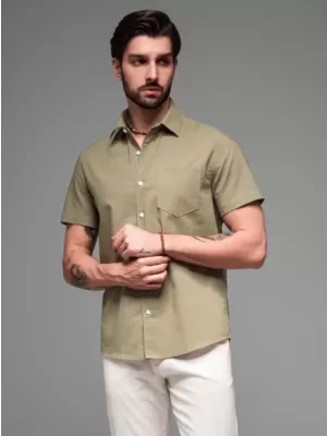 Hemd OMBRE OM-SHSS-0167 OLIVE