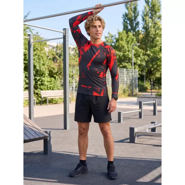  Funktionelle Kompression t -Shirt von Männern mit langarmiger Prämie ALTISPORT VOJ/ALM079TR03 SCHWARZ -RED 