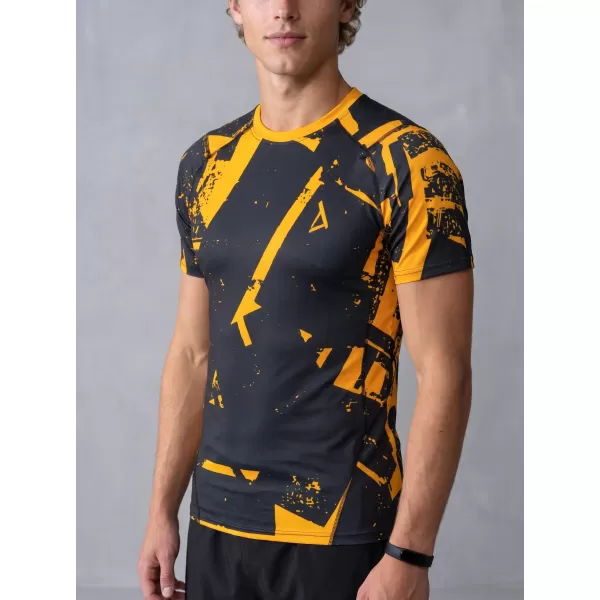  Funktionelle Komprimierung t -Shirt von Männern mit kurzer Ärmelnprämie ALTISPORT VOJ/ALM079TR04 SCHWARZ -AUSGELB 