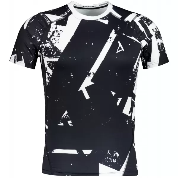  Funktionelle Komprimierung t -Shirt von Männern mit kurzer Ärmelnprämie ALTISPORT VOJ/ALM079TR04 SCHWARZ UND WEIß 