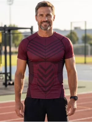 Funktionelle Komprimierung t -Shirt von Männern mit kurzer Ärmelnprämie ALTISPORT VOJ/ALM095TR04 WEINRÖTET