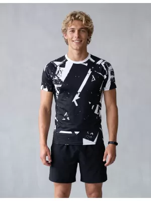 Funktionelle Komprimierung t -Shirt von Männern mit kurzer Ärmelnprämie ALTISPORT VOJ/ALM079TR04 SCHWARZ UND WEIß