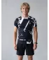 Funktionelle Komprimierung t -Shirt von Männern mit kurzer Ärmelnprämie ALTISPORT VOJ/ALM079TR04 SCHWARZ UND WEIß