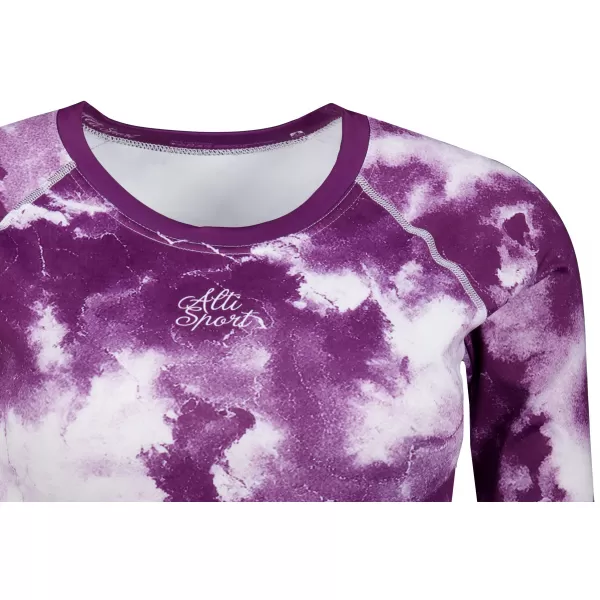  Funktionaler Ernteoberteil der Frauen mit langen Ärmeln Premium ALTISPORT VOJ/ALW066TR04 WEIß -VIOLETT 