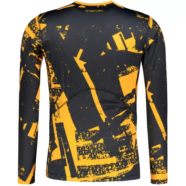  Funktionelle Kompression t -Shirt von Männern mit langarmiger Prämie ALTISPORT VOJ/ALM079TR03 SCHWARZ -AUSGELB 