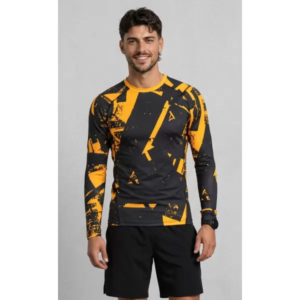  Funktionelle Kompression t -Shirt von Männern mit langarmiger Prämie ALTISPORT VOJ/ALM079TR03 SCHWARZ -AUSGELB 