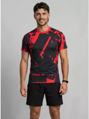 Funktionelle Komprimierung t -Shirt von Männern mit kurzer Ärmelnprämie ALTISPORT VOJ/ALM079TR04 SCHWARZ -RED