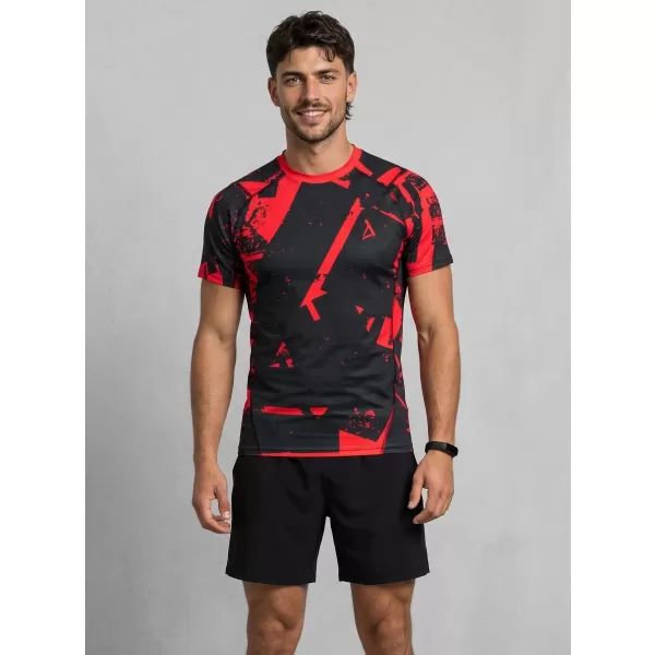  Funktionelle Komprimierung t -Shirt von Männern mit kurzer Ärmelnprämie ALTISPORT VOJ/ALM079TR04 SCHWARZ -RED 