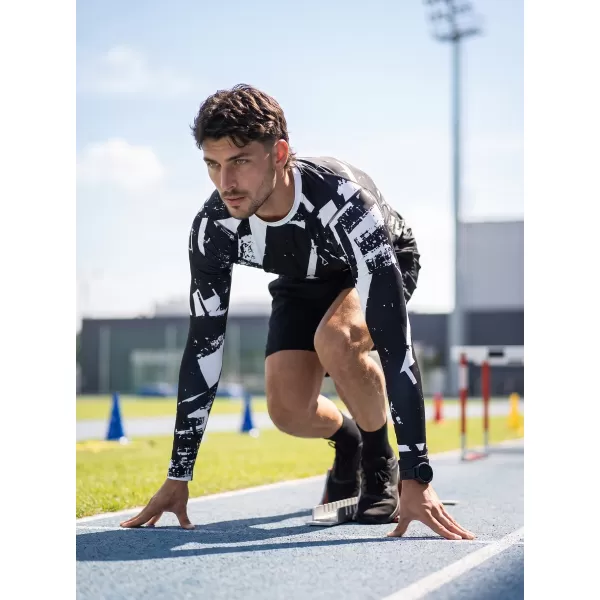  Funktionelle Kompression t -Shirt von Männern mit langarmiger Prämie ALTISPORT VOJ/ALM079TR03 SCHWARZ UND WEIß 