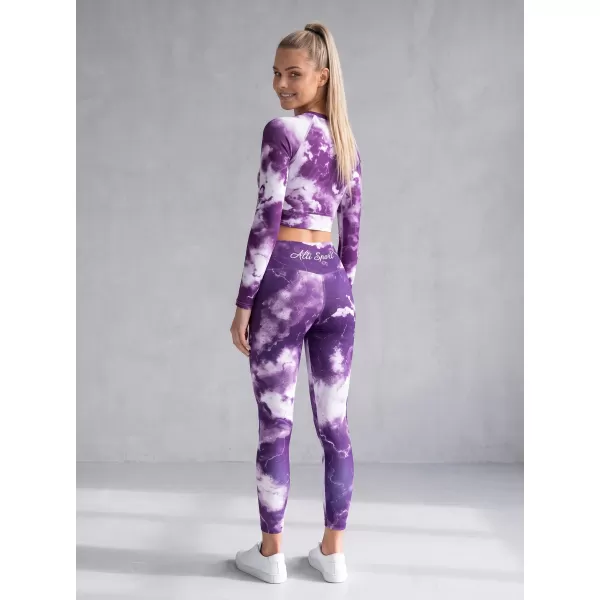  Funktionaler Ernteoberteil der Frauen mit langen Ärmeln Premium ALTISPORT VOJ/ALW066TR04 WEIß -VIOLETT 
