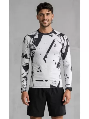 Funktionelle Kompression t -Shirt von Männern mit langarmiger Prämie ALTISPORT VOJ/ALM079TR03 SCHWARZ -GRAY