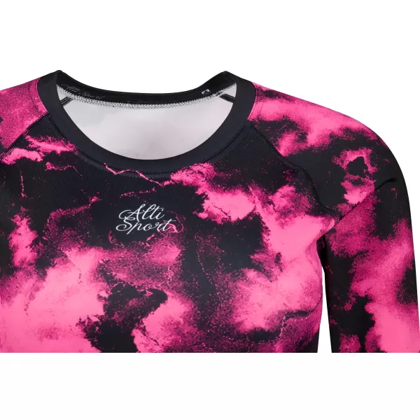  Funktionaler Ernteoberteil der Frauen mit langen Ärmeln Premium ALTISPORT VOJ/ALW066TR04 SCHWARZ -PINK 