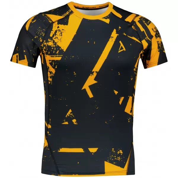  Funktionelle Komprimierung t -Shirt von Männern mit kurzer Ärmelnprämie ALTISPORT VOJ/ALM079TR04 SCHWARZ -AUSGELB 