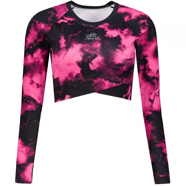  Funktionaler Ernteoberteil der Frauen mit langen Ärmeln Premium ALTISPORT VOJ/ALW066TR04 SCHWARZ -PINK 
