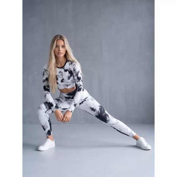  Funktionaler Ernteoberteil der Frauen mit langen Ärmeln Premium ALTISPORT VOJ/ALW066TR04 WEIß -UND -SCHWARZ 