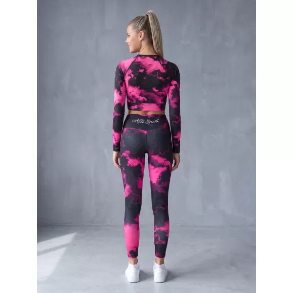  Funktionaler Ernteoberteil der Frauen mit langen Ärmeln Premium ALTISPORT VOJ/ALW066TR04 SCHWARZ -PINK 