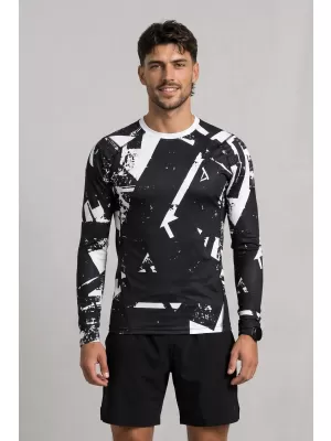 Funktionelle Kompression t -Shirt von Männern mit langarmiger Prämie ALTISPORT VOJ/ALM079TR03 SCHWARZ UND WEIß