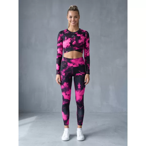 Funktionaler Ernteoberteil der Frauen mit langen Ärmeln Premium ALTISPORT VOJ/ALW066TR04 SCHWARZ -PINK 